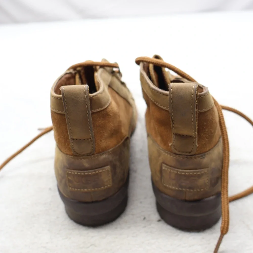 UGG Womens 7 Duck Boots Brown Waterproof Leather Suede Lace Up Utility Rugged